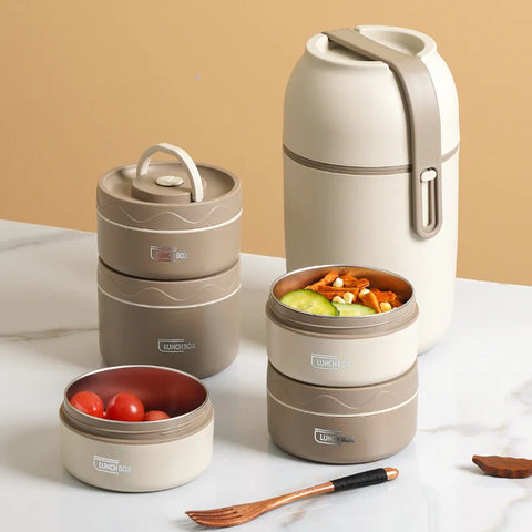 Stainless Steel Thermal Lunch Box Set with Soup Cup & Bag