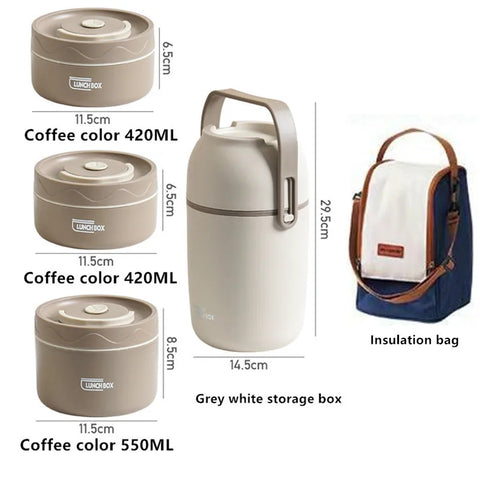 Stainless Steel Thermal Lunch Box Set with Soup Cup & Bag