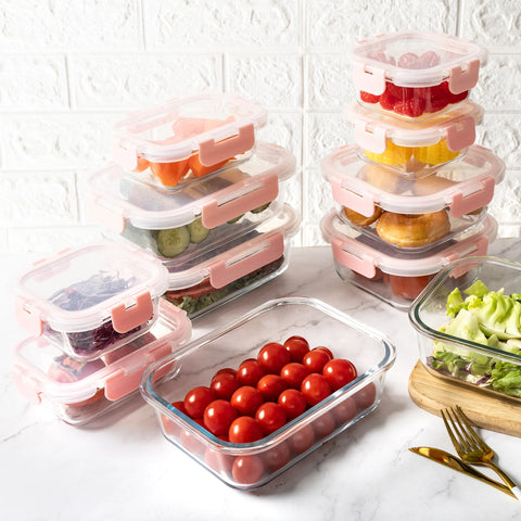 16-Piece Glass Food Storage Set – Airtight, Leakproof & Microwave Safe