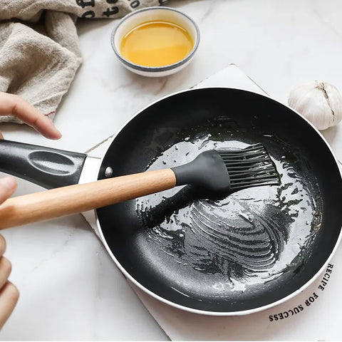12PCS Silicone Cooking Utensils Set with Wooden Handles