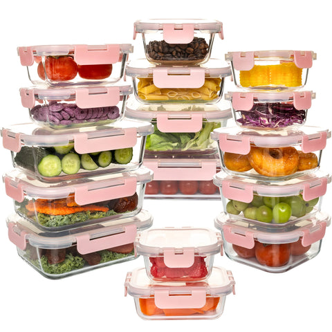 16-Piece Glass Food Storage Set – Airtight, Leakproof & Microwave Safe