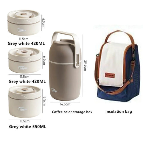 Stainless Steel Thermal Lunch Box Set with Soup Cup & Bag