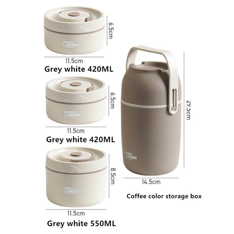 Stainless Steel Thermal Lunch Box Set with Soup Cup & Bag