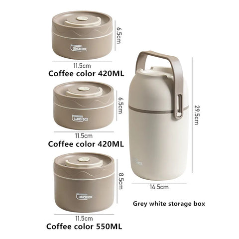 Stainless Steel Thermal Lunch Box Set with Soup Cup & Bag