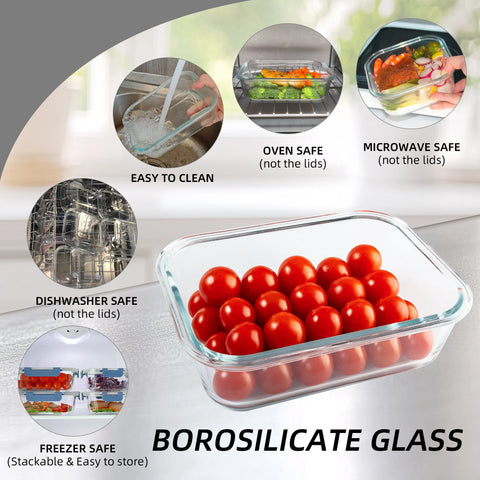 16-Piece Glass Food Storage Set – Airtight, Leakproof & Microwave Safe