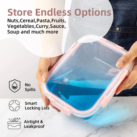 16-Piece Glass Food Storage Set – Airtight, Leakproof & Microwave Safe