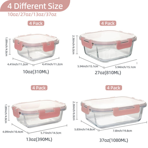 16-Piece Glass Food Storage Set – Airtight, Leakproof & Microwave Safe