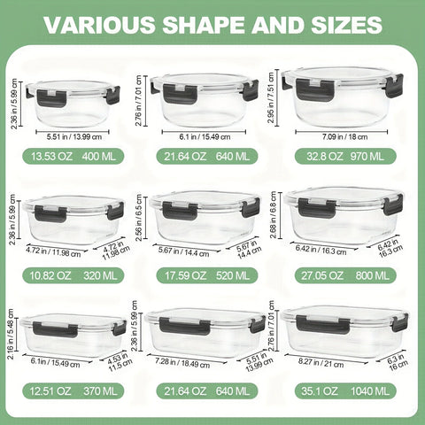 12-Piece Glass Food Container Set – Safe and Practical Storage for Your Meals