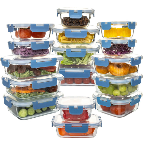 16-Piece Glass Food Storage Set – Airtight, Leakproof & Microwave Safe
