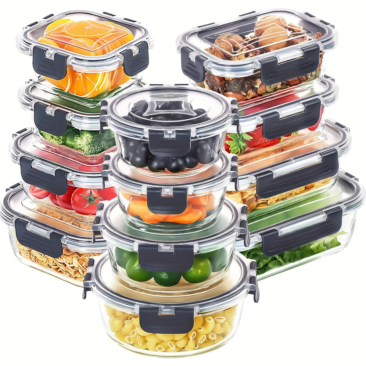 12-Piece Glass Food Container Set – Safe and Practical Storage for Your Meals