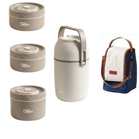 Stainless Steel Thermal Lunch Box Set with Soup Cup & Bag